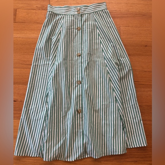 stockholm attelier Dresses & Skirts - Stockholm Atelier & Other Stories Skirt Women’s Size 2 Green Stripes Button